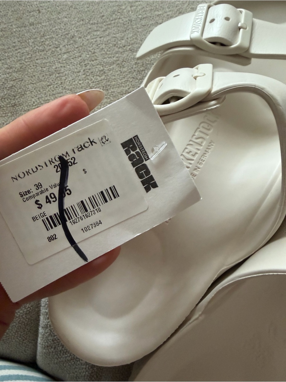 NEW Birkenstock Arizona Essential waterproof slide sandals white 39 - Picture 3 of 5